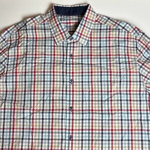 Tasso Elba Dress Shirt Mens‎ Large 16-16.5 Multicolor Plaid Long Sleeve Preppy